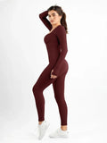 Popilush® Yoga Activewear Jumpsuit Shapewear Seamless Long Sleeve & Square Neck Sleeveless Jumpsuits