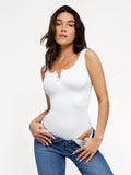 Popilush® Comfy Tops Body Shaper Tank Shapewear Seamless Modal Henley Tank Bodysuit