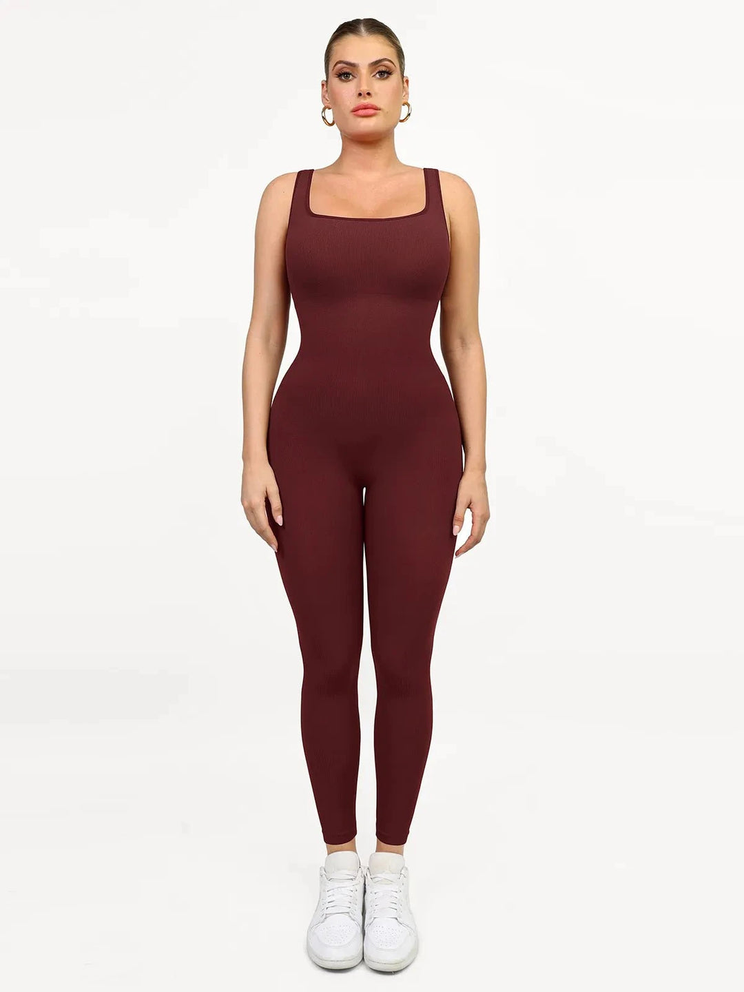 Popilush® Yoga Activewear Jumpsuit Shapewear Seamless Square Neck Tank Workout Jumpsuit