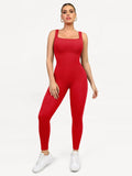 Popilush® Yoga Activewear Jumpsuit Chili Red / S Shapewear Seamless Square Neck Tank Workout Jumpsuit