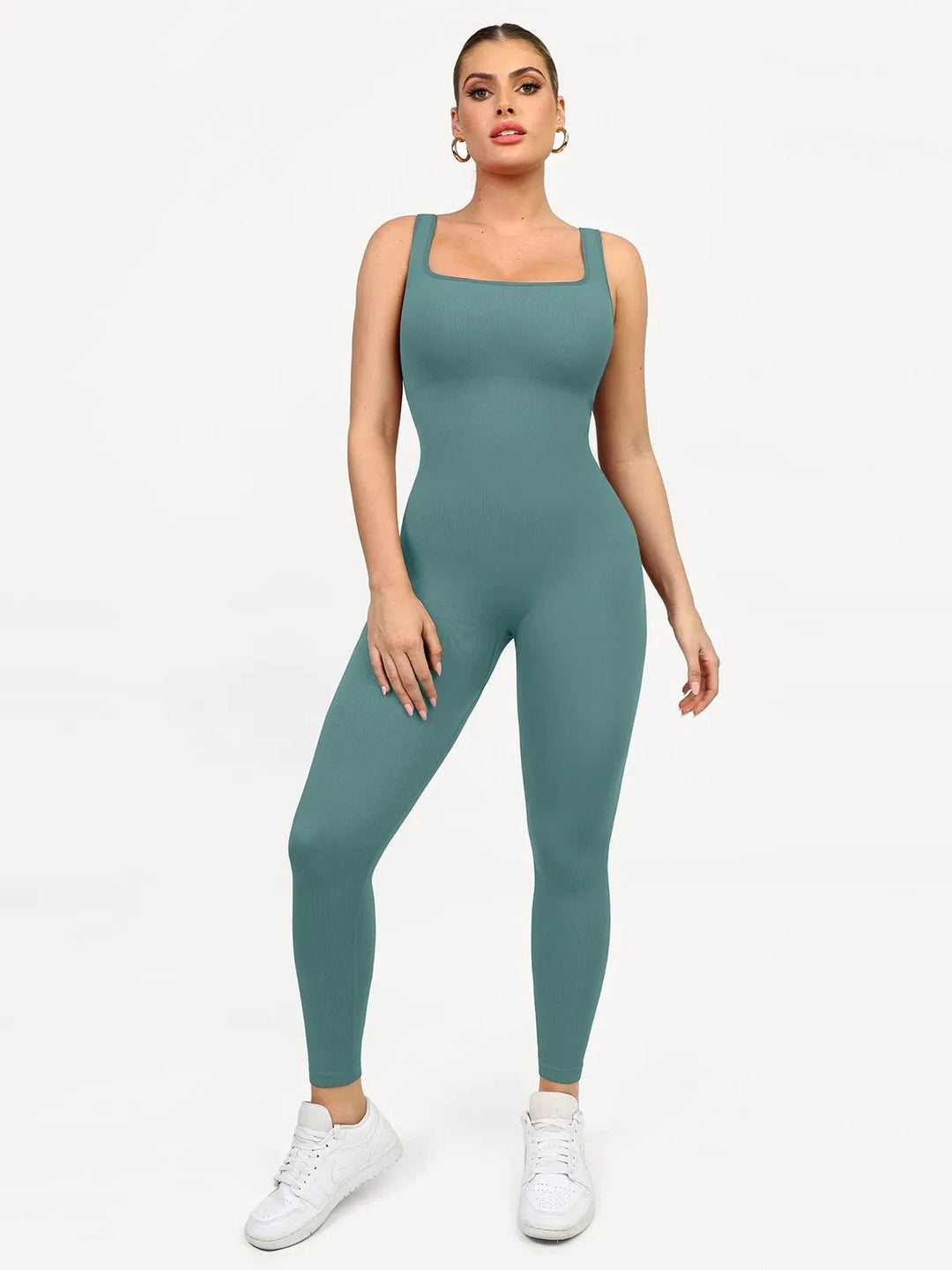 Popilush® Yoga Activewear Jumpsuit Green / S Shapewear Seamless Square Neck Tank Workout Jumpsuit