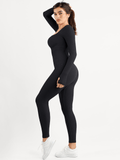 Popilush® Yoga Activewear Jumpsuit Winter Shapewear Seamless Thumb Hole Long Sleeve Jumpsuit
