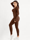 Popilush® Yoga Activewear Jumpsuit Winter Shapewear Seamless Thumb Hole Long Sleeve Jumpsuit