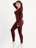 Popilush® Yoga Activewear Jumpsuit Winter Shapewear Seamless Thumb Hole Long Sleeve Jumpsuit
