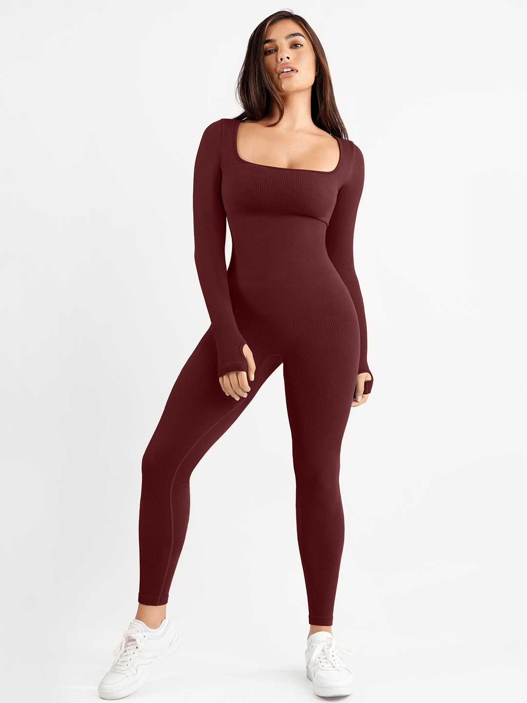 Popilush® Yoga Activewear Jumpsuit Winter Shapewear Seamless Thumb Hole Long Sleeve Jumpsuit