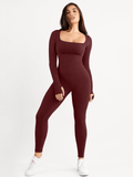 Popilush® Yoga Activewear Jumpsuit Winter Shapewear Seamless Thumb Hole Long Sleeve Jumpsuit