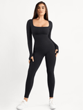 Popilush® Yoga Activewear Jumpsuit Winter Black / XS Shapewear Seamless Thumb Hole Long Sleeve Jumpsuit