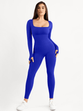 Popilush® Yoga Activewear Jumpsuit Winter Blue / XS Shapewear Seamless Thumb Hole Long Sleeve Jumpsuit