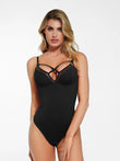 Mesh paneling on a shapewear bodysuit by Popilush®, offering support and a sleek look.