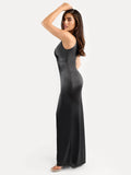 Popilush® Formal Bodycon Party Summer Dress Shapewear Shine Deep V-Neck Bias Twist Hourglass Maxi Dress