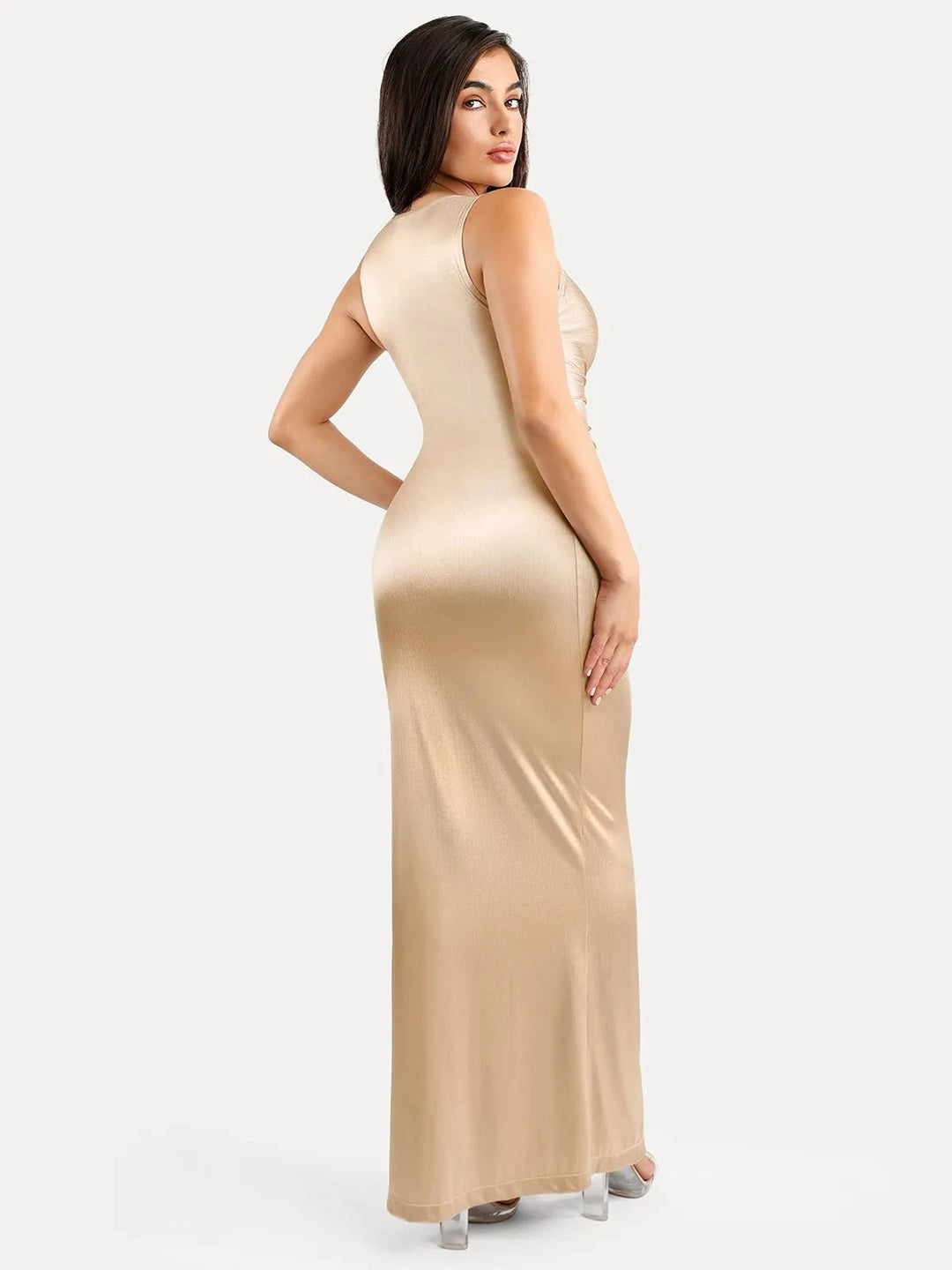 Shapewear Deep V-Neck Twist Maxi Dress | Built-In Support - Popilush Shapewear Deep V-Neck Twist Maxi Dress | Built-In Support - Popilush
