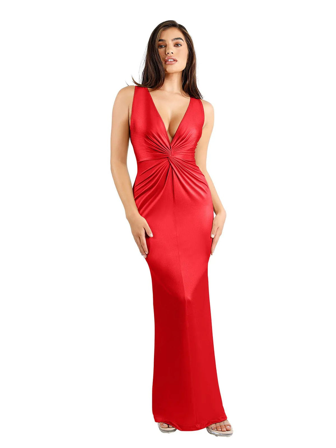 Shapewear Shine Deep V-Neck Bias Twist Hourglass Maxi Dress Shapewear Shine Deep V-Neck Bias Twist Hourglass Maxi Dress