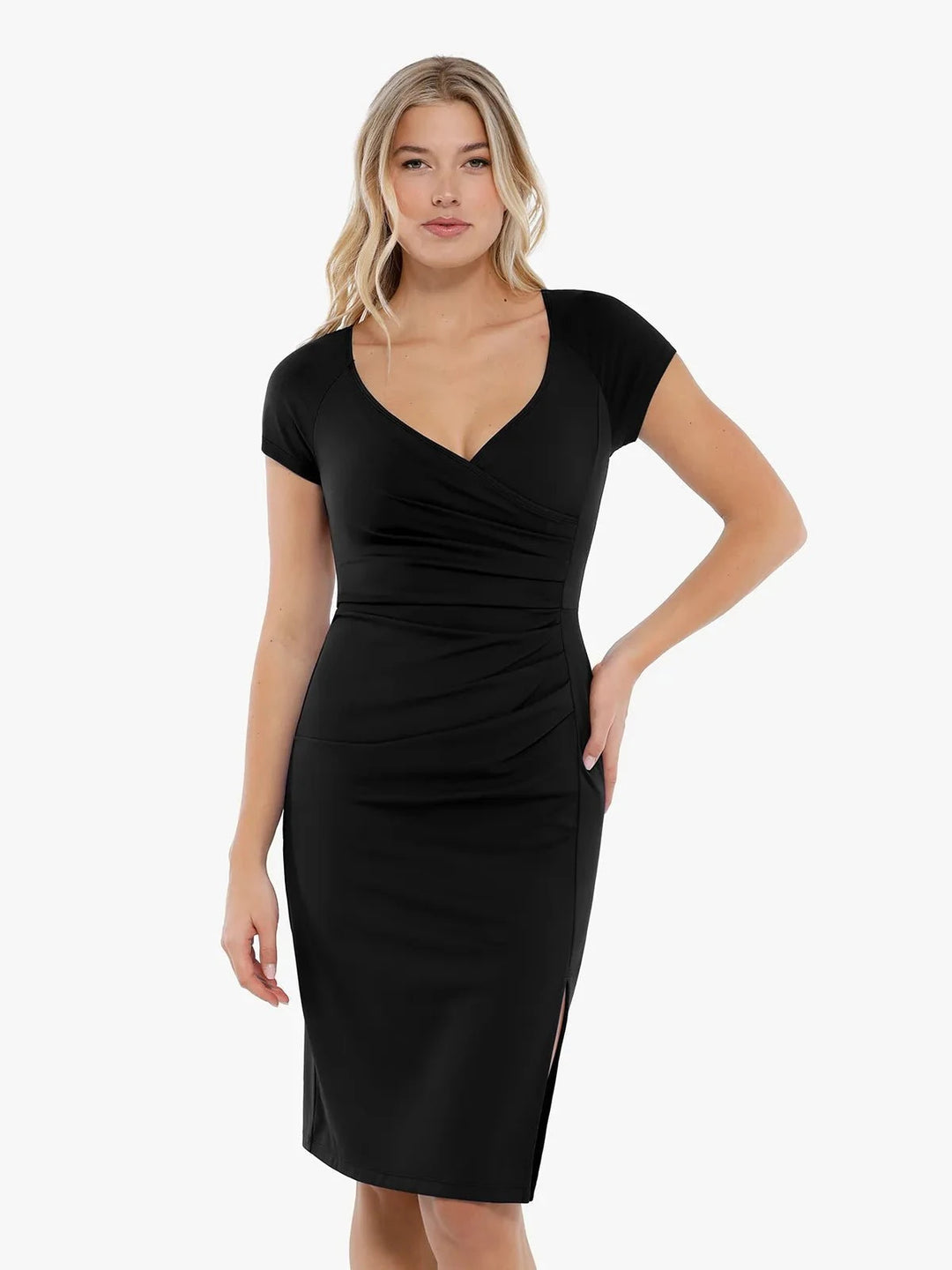 Short Sleeve Shapewear Sheath Dress Short Sleeve Shapewear Sheath Dress