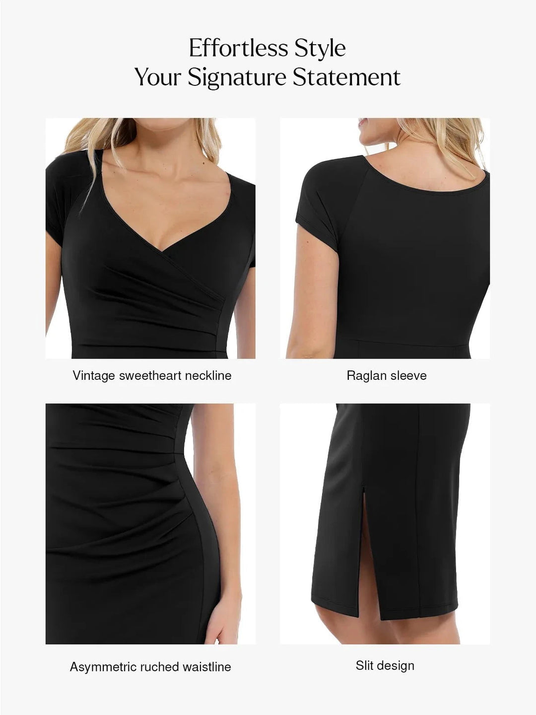Popilush® Midi Braless Work Dress for Office Lady Shapewear Short Sleeve Perfect Form Sheath Dress