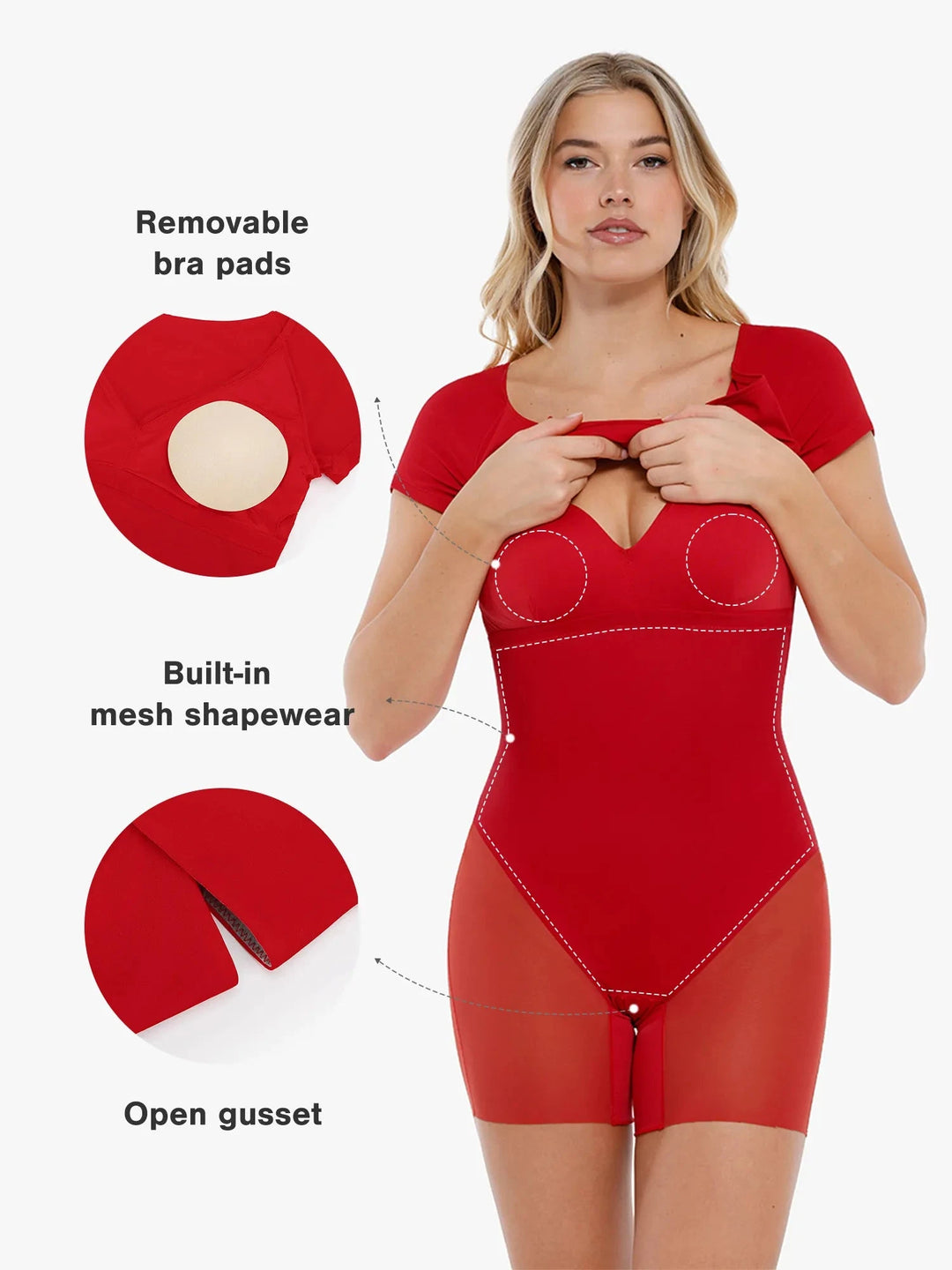 Popilush® Midi Braless Work Dress for Office Lady Shapewear Short Sleeve Perfect Form Sheath Dress