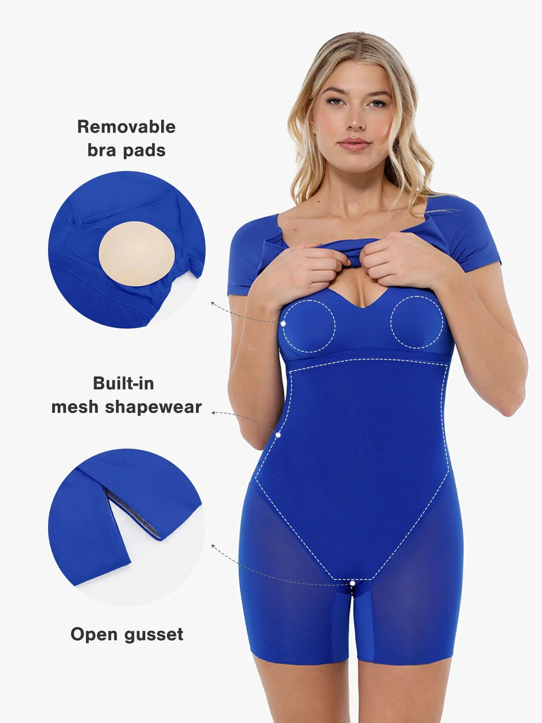 Popilush® Midi Braless Work Dress for Office Lady Shapewear Short Sleeve Perfect Form Sheath Dress