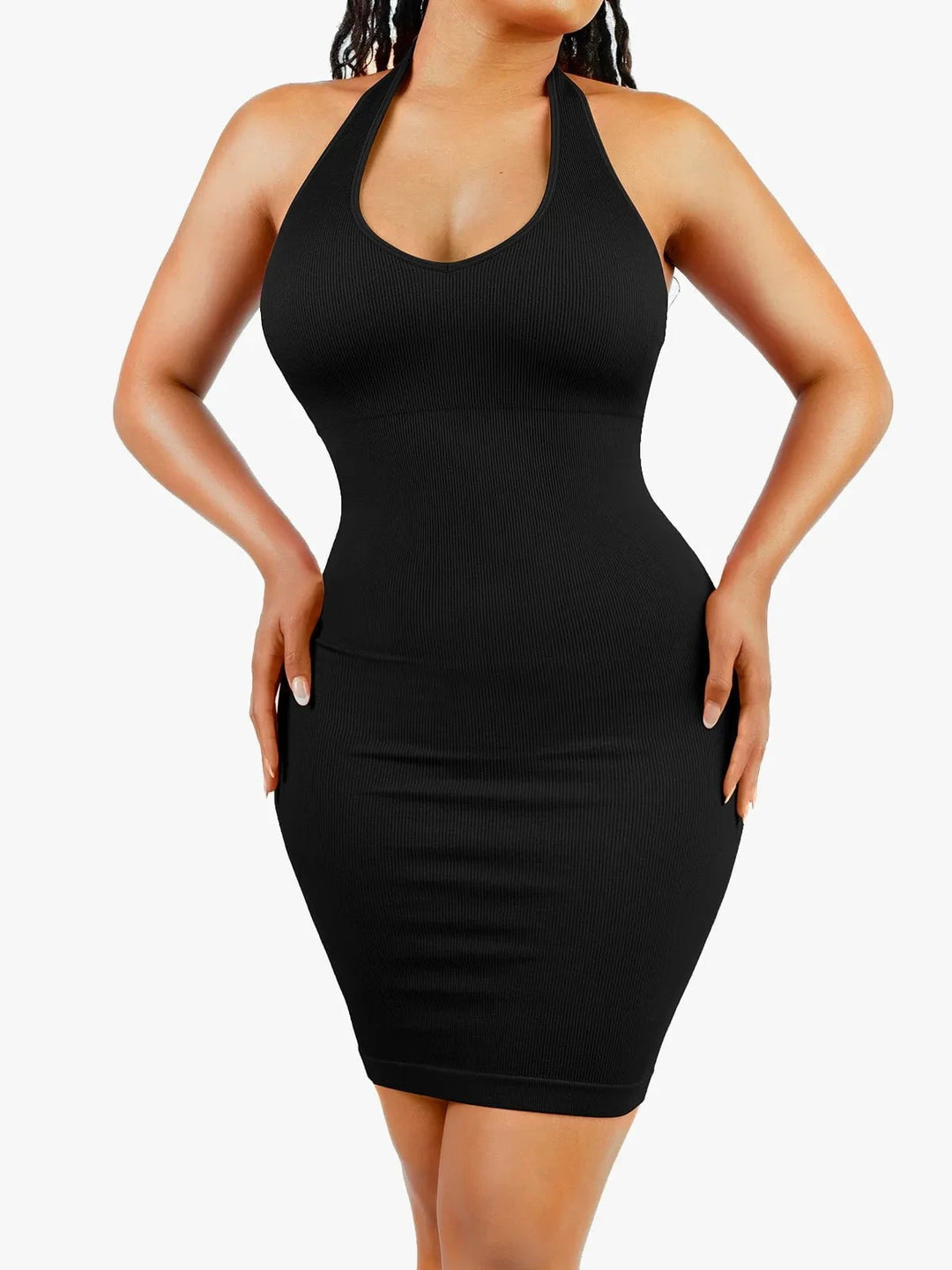 Halter Neck Seamless Shapewear Dress | Deep V Control Popilush Halter Neck Seamless Shapewear Dress | Deep V Control Popilush