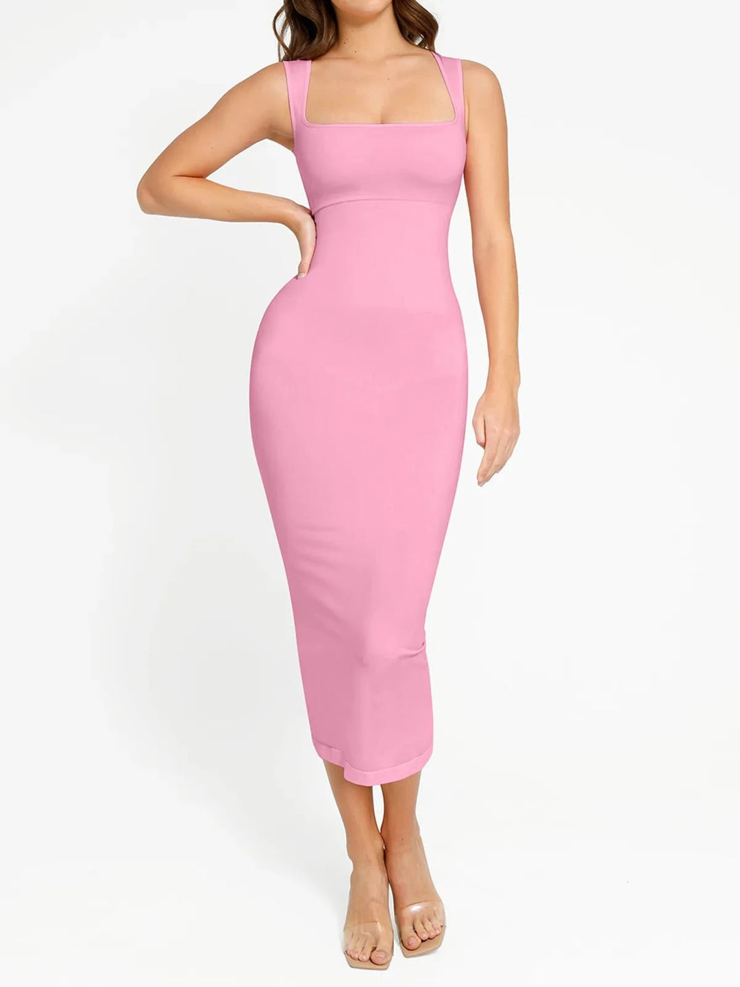 Popilush® Pink / XXS Shapewear Sleeveless Square Neck Slimming Seamless Dress