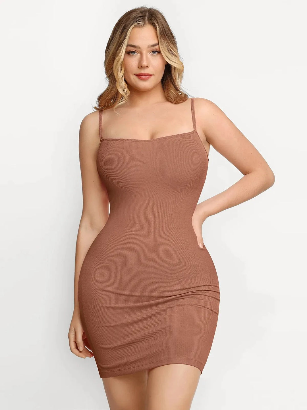 Popilush® Slimming Bodycon Party Cocktail Loungewear Brown / XS Shapewear Solid Modal Butt Lift Mini Slip Dress