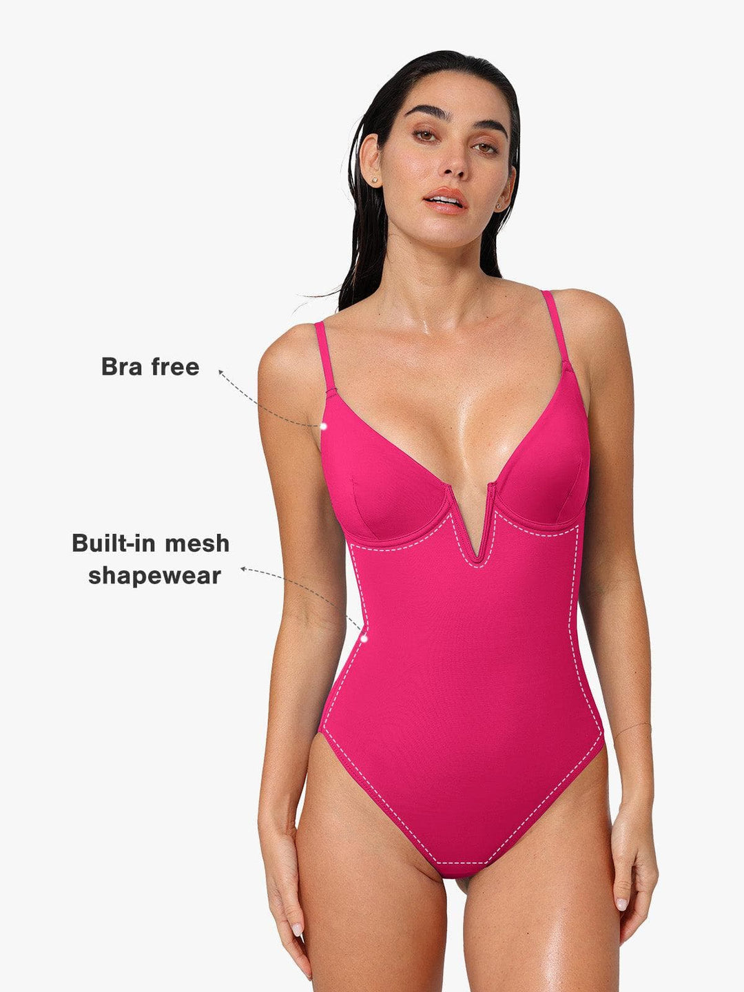 Popilush® Tummy Control One Piece Swimwear Shapewear Solid Sculpting One-Piece Swimsuit
