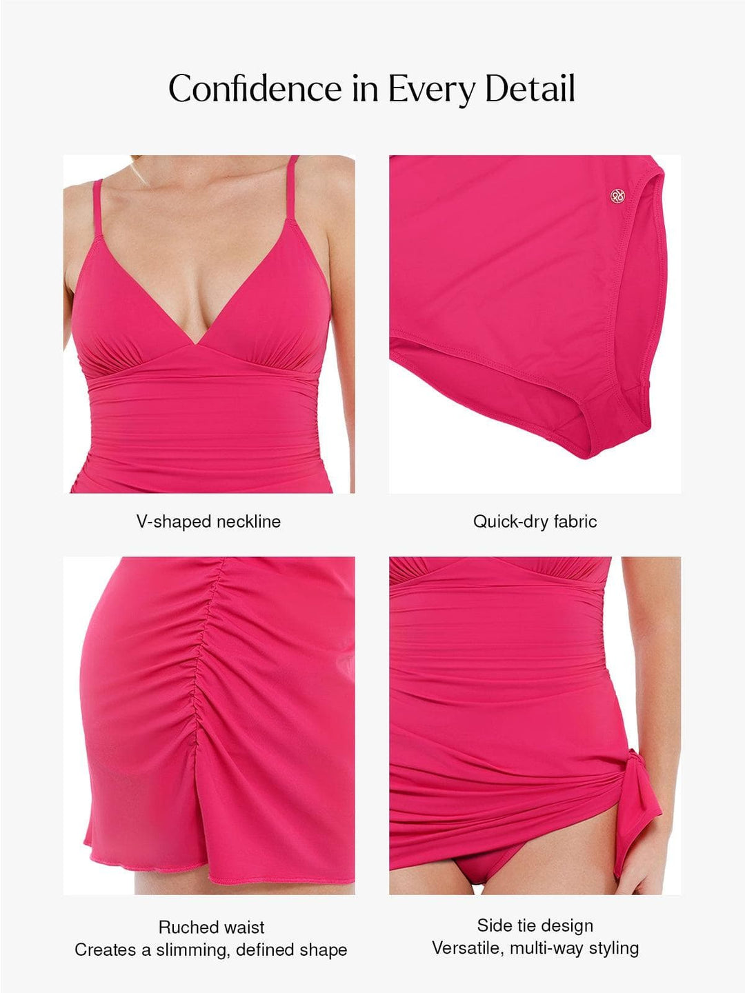 Popilush® Tummy Control One Piece Swimwear Shapewear Solid Sculpting One-Piece Swimsuit