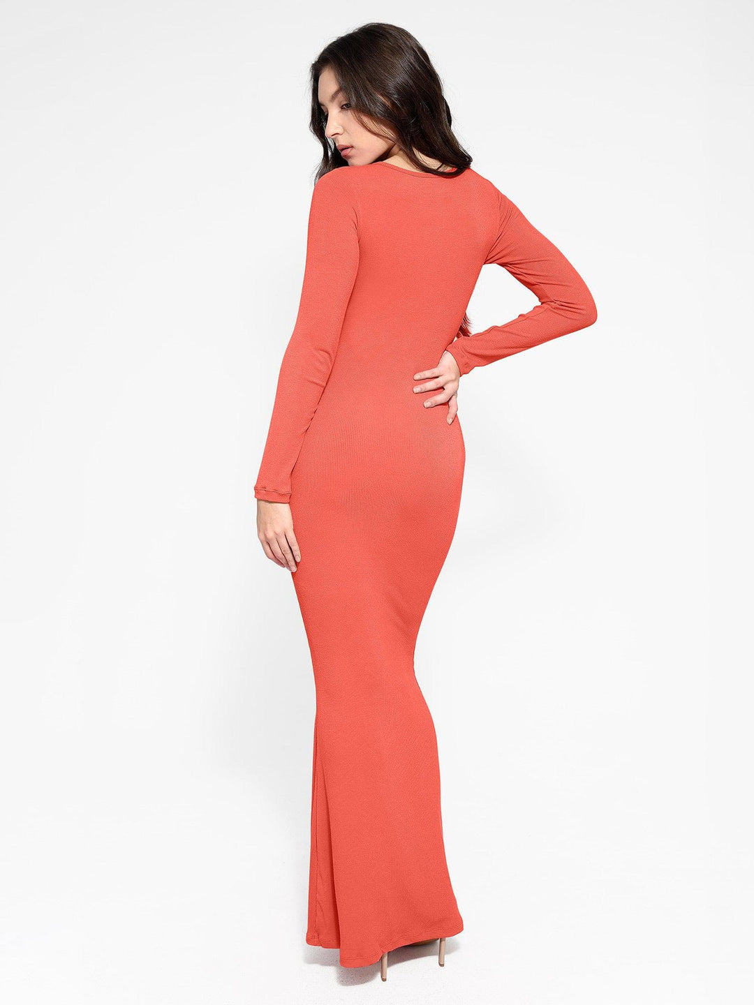 Shapewear Square Neck Long Sleeve Slimming Modal Maxi Dress Popilush Shapewear Square Neck Long Sleeve Slimming Modal Maxi Dress Popilush