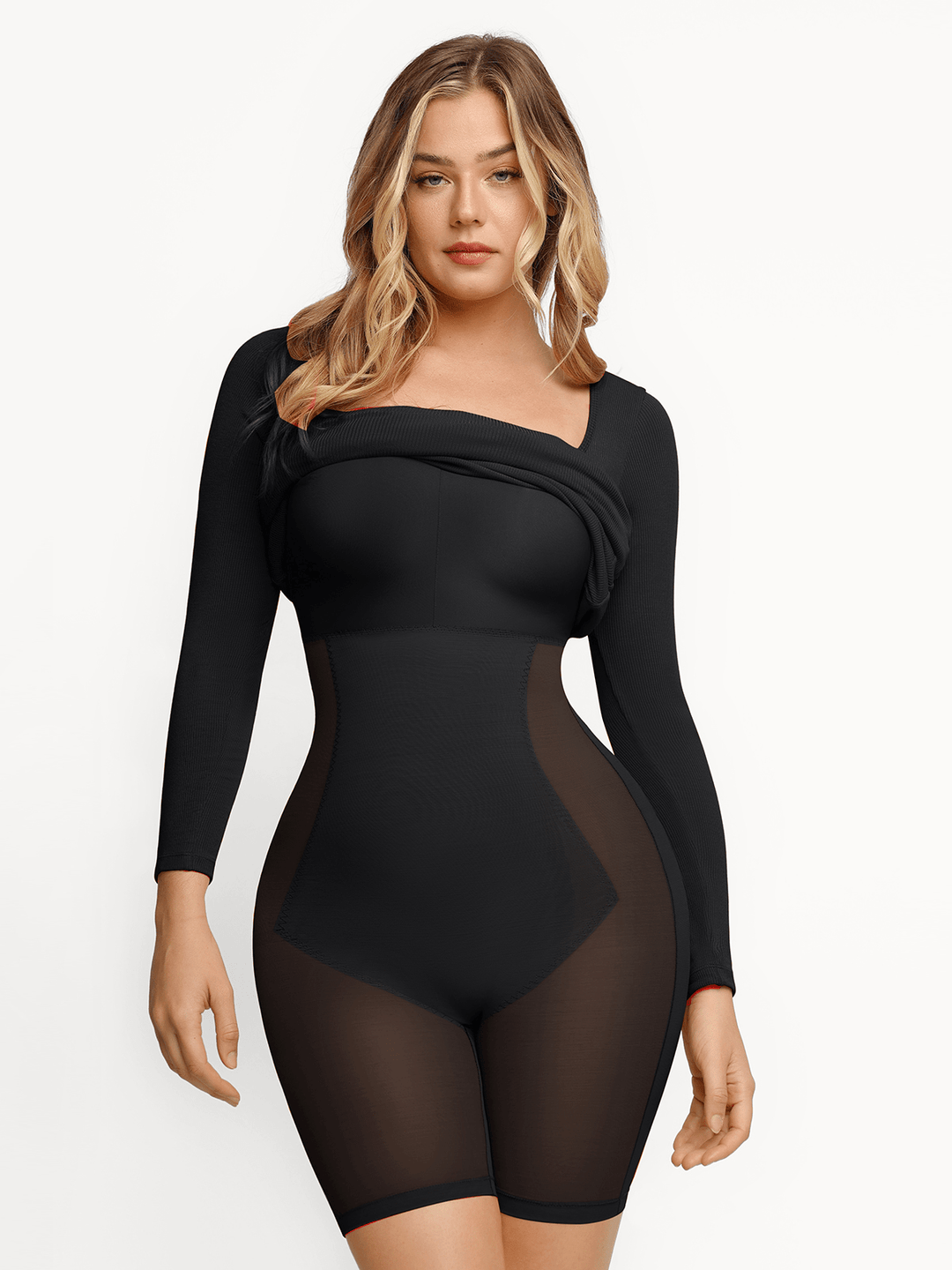 Popilush® Bodycon Party Cocktail Loungewear Winter Shapewear Square Neck Long Sleeve Slimming Modal Maxi Dress