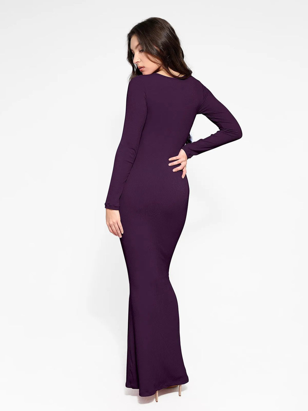Shapewear Square Neck Long Sleeve Slimming Modal Maxi Dress Popilush Shapewear Square Neck Long Sleeve Slimming Modal Maxi Dress Popilush