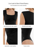 Popilush® Tops Body Shaper Work Office Lady Shapewear Square Neck Padded Shoulder Slimming Bodysuit