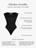 Popilush® Tops Body Shaper Work Office Lady Shapewear Square Neck Padded Shoulder Slimming Bodysuit
