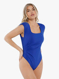 Popilush® Tops Body Shaper Work Office Lady Shapewear Square Neck Padded Shoulder Slimming Bodysuit