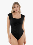 Popilush® Tops Body Shaper Work Office Lady Black / XS Shapewear Square Neck Padded Shoulder Slimming Bodysuit