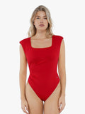 Popilush® Tops Body Shaper Work Office Lady Red / XS Shapewear Square Neck Padded Shoulder Slimming Bodysuit