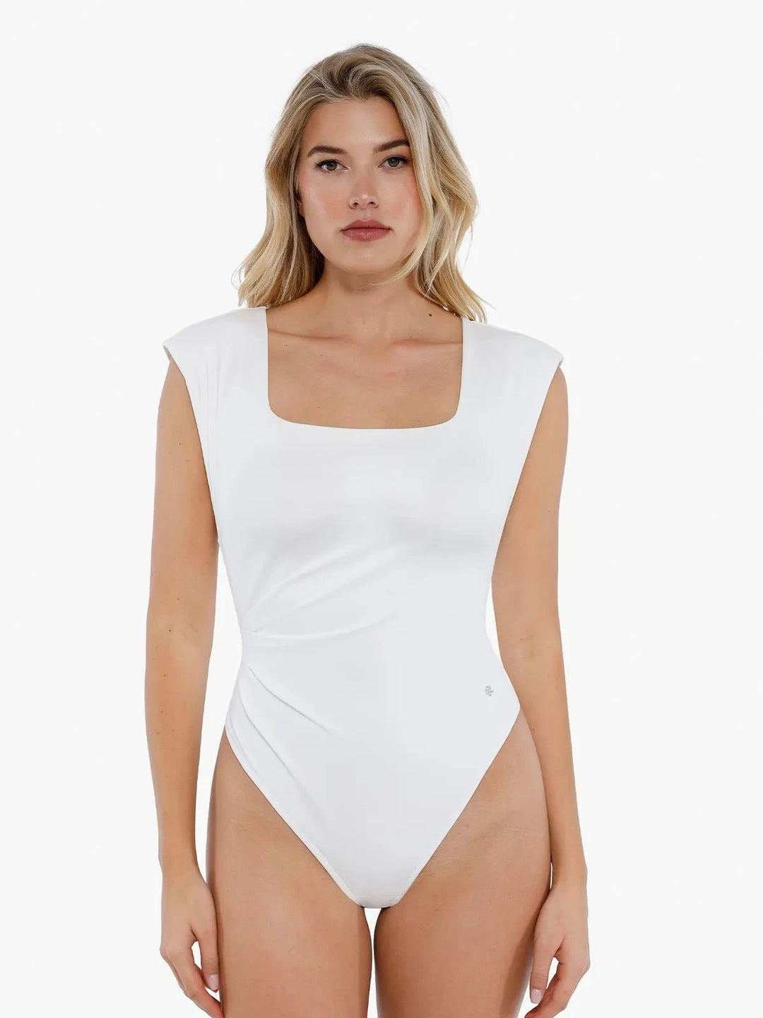 Popilush® Tops Body Shaper Work Office Lady White / XS Shapewear Square Neck Padded Shoulder Slimming Bodysuit