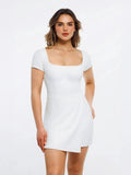 Popilush® Shapewear Square Neck Sculpting A-Line Mini Dress