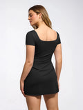 Popilush® Shapewear Square Neck Sculpting A-Line Mini Dress