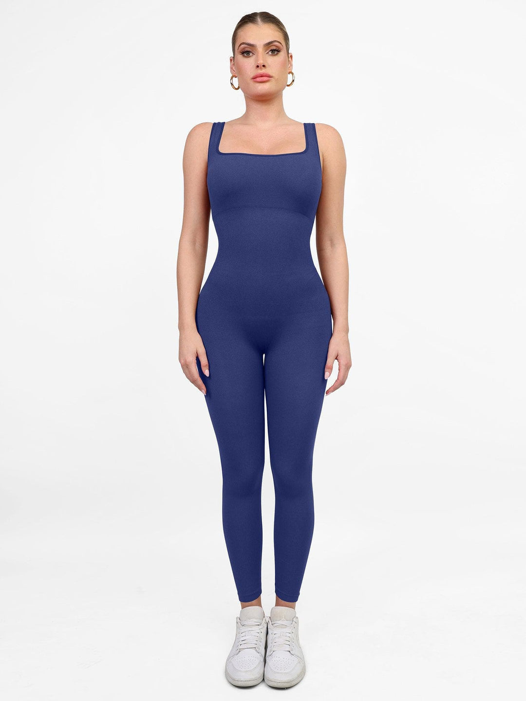 Popilush® Yoga Activewear Jumpsuit Shapewear Square Neck Tank Workout Seamless Jumpsuit,The Shapewear Jumpsuit Seamless Thumb Hole Square Neck Long Sleeve For Insiders