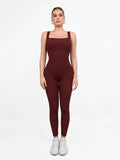 Popilush® Yoga Activewear Jumpsuit Shapewear Square Neck Tank Workout Seamless Jumpsuit,The Shapewear Jumpsuit Seamless Thumb Hole Square Neck Long Sleeve For Insiders