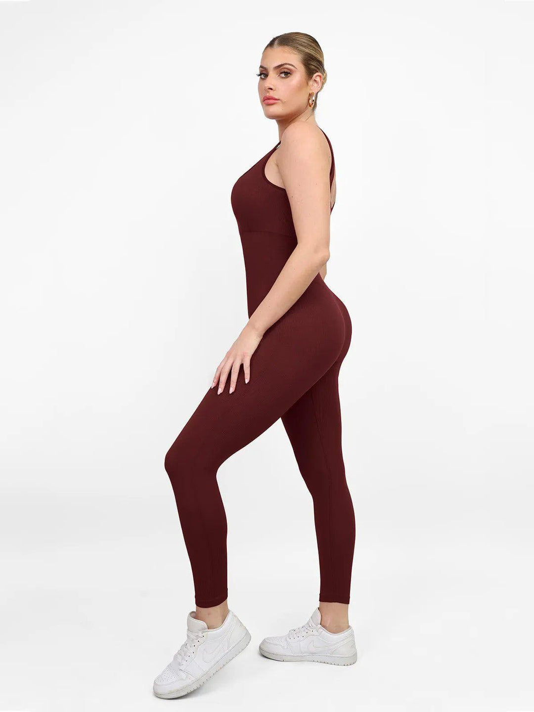 Popilush® Yoga Activewear Jumpsuit Shapewear Square Neck Tank Workout Seamless Jumpsuit,The Shapewear Jumpsuit Seamless Thumb Hole Square Neck Long Sleeve For Insiders