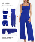 Popilush® Casual Slimming Jumpsuit Fashion Shapewear Square Neck Tummy Control Wide Leg Jumpsuit