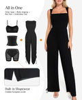 Popilush® Casual Slimming Jumpsuit Fashion Shapewear Square Neck Tummy Control Wide Leg Jumpsuit