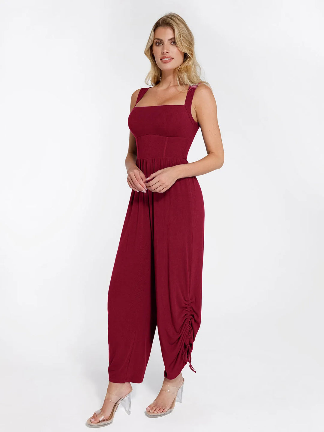 Popilush® Casual Slimming Jumpsuit Fashion Shapewear Square Neck Tummy Control Wide Leg Jumpsuit