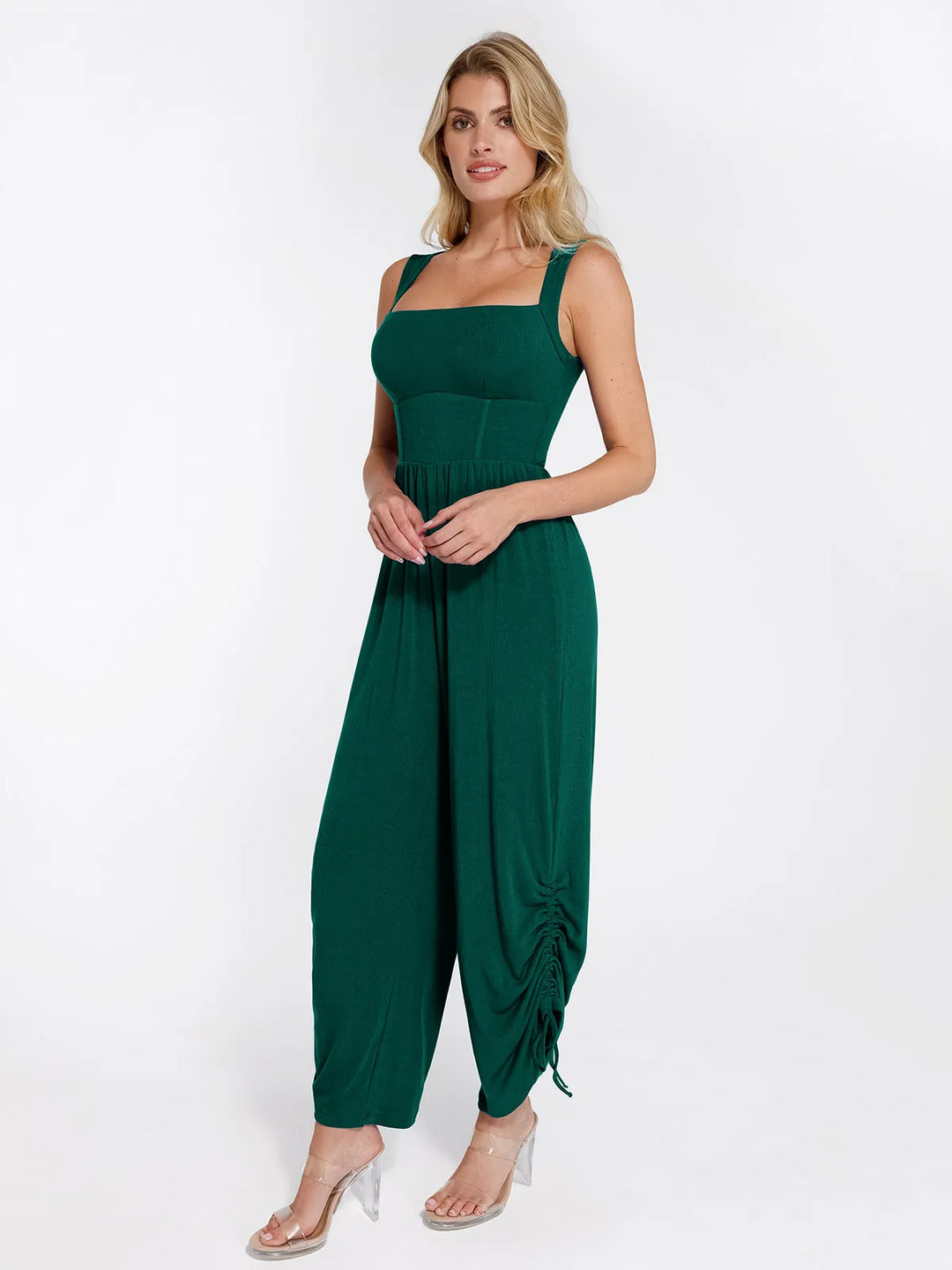 Popilush® Casual Slimming Jumpsuit Fashion Shapewear Square Neck Tummy Control Wide Leg Jumpsuit