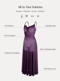 Popilush® Shapewear Strappy Cowl Neck Fit & Flare Maxi Dress