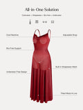 Popilush® Shapewear Strappy Cowl Neck Fit & Flare Maxi Dress