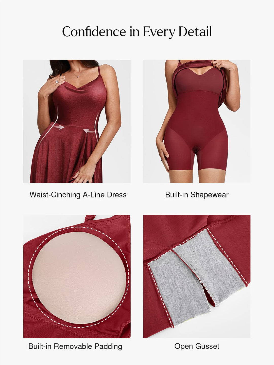 Popilush® Shapewear Strappy Cowl Neck Fit & Flare Maxi Dress