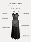 Popilush® Shapewear Strappy Cowl Neck Fit & Flare Maxi Dress