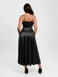 Popilush® Shapewear Strappy Cowl Neck Fit & Flare Maxi Dress