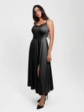 Popilush® Shapewear Strappy Cowl Neck Fit & Flare Maxi Dress