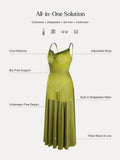 Popilush® Shapewear Strappy Cowl Neck Fit & Flare Maxi Dress